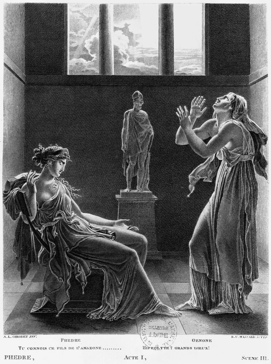 Fedra e Enone, illustrazione dall'Atto I Scena 3 di 'Fedra' di Jean Racine